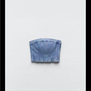 ZARA Light Blue Denim Bustier Top